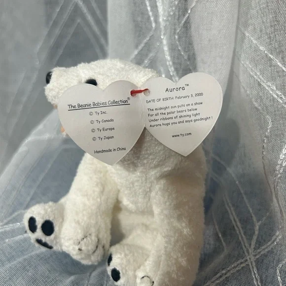 TY Beanie Baby Aurora White Polar Bear authentic real